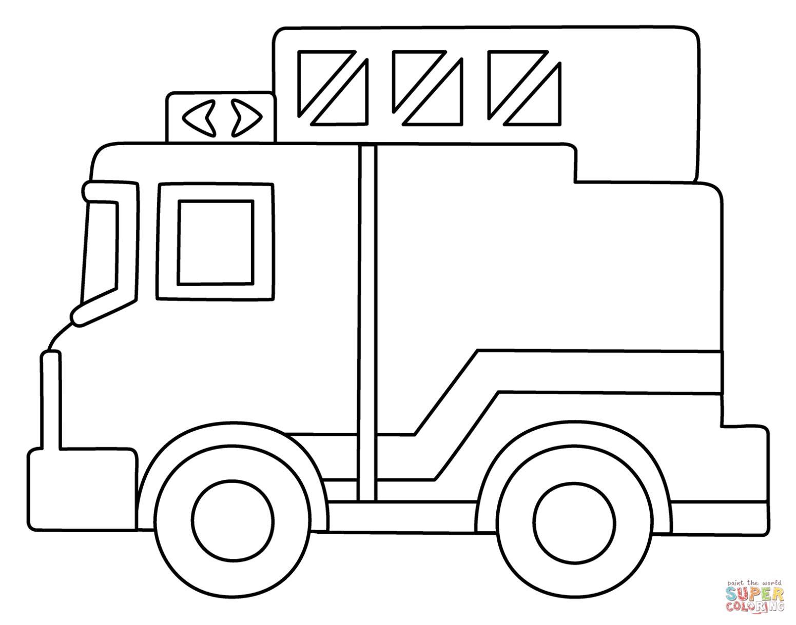 Brandweerwagen Emoji Kleurplaat